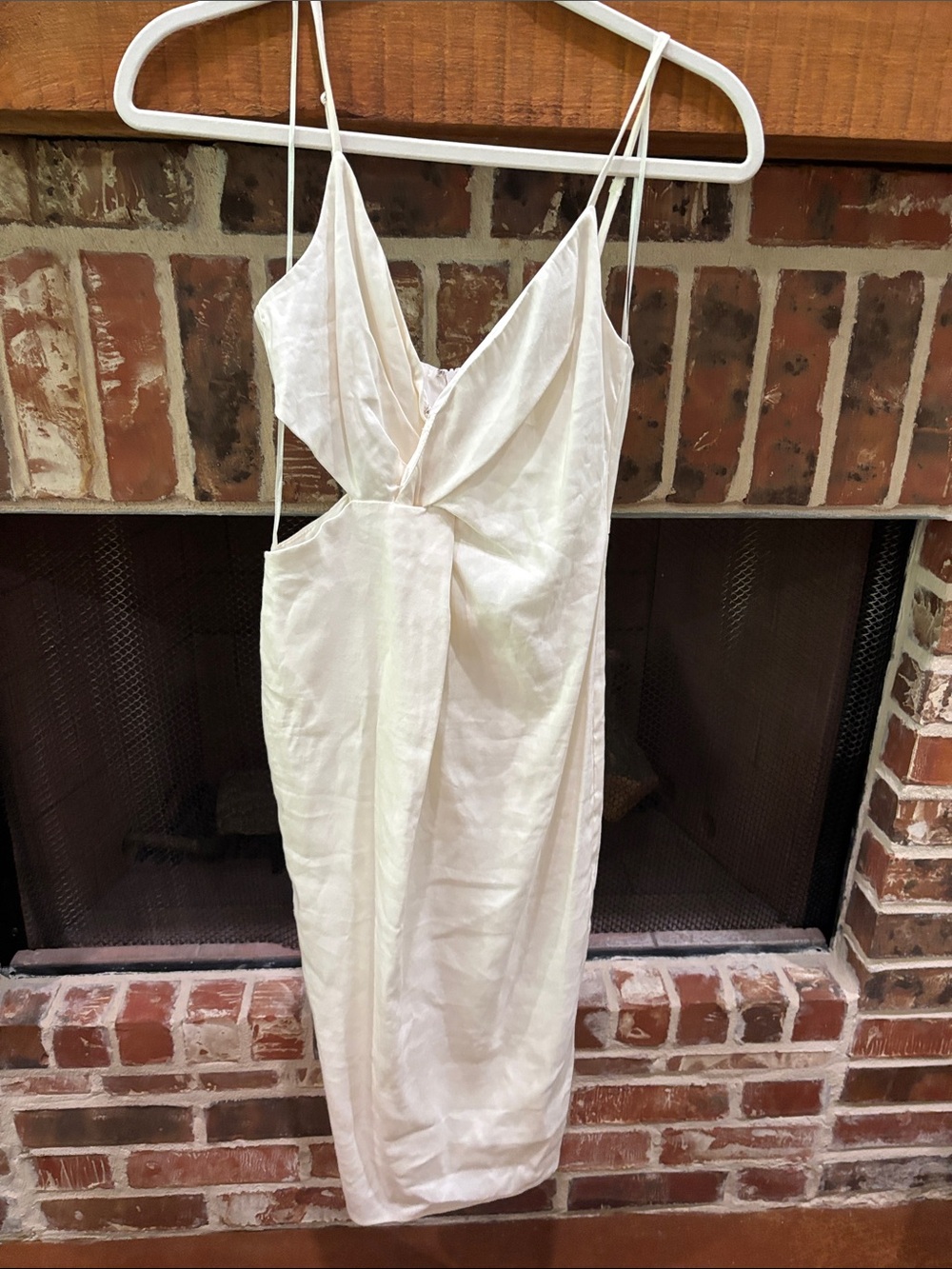 Astr Cream Strapless Draped Slip Dress